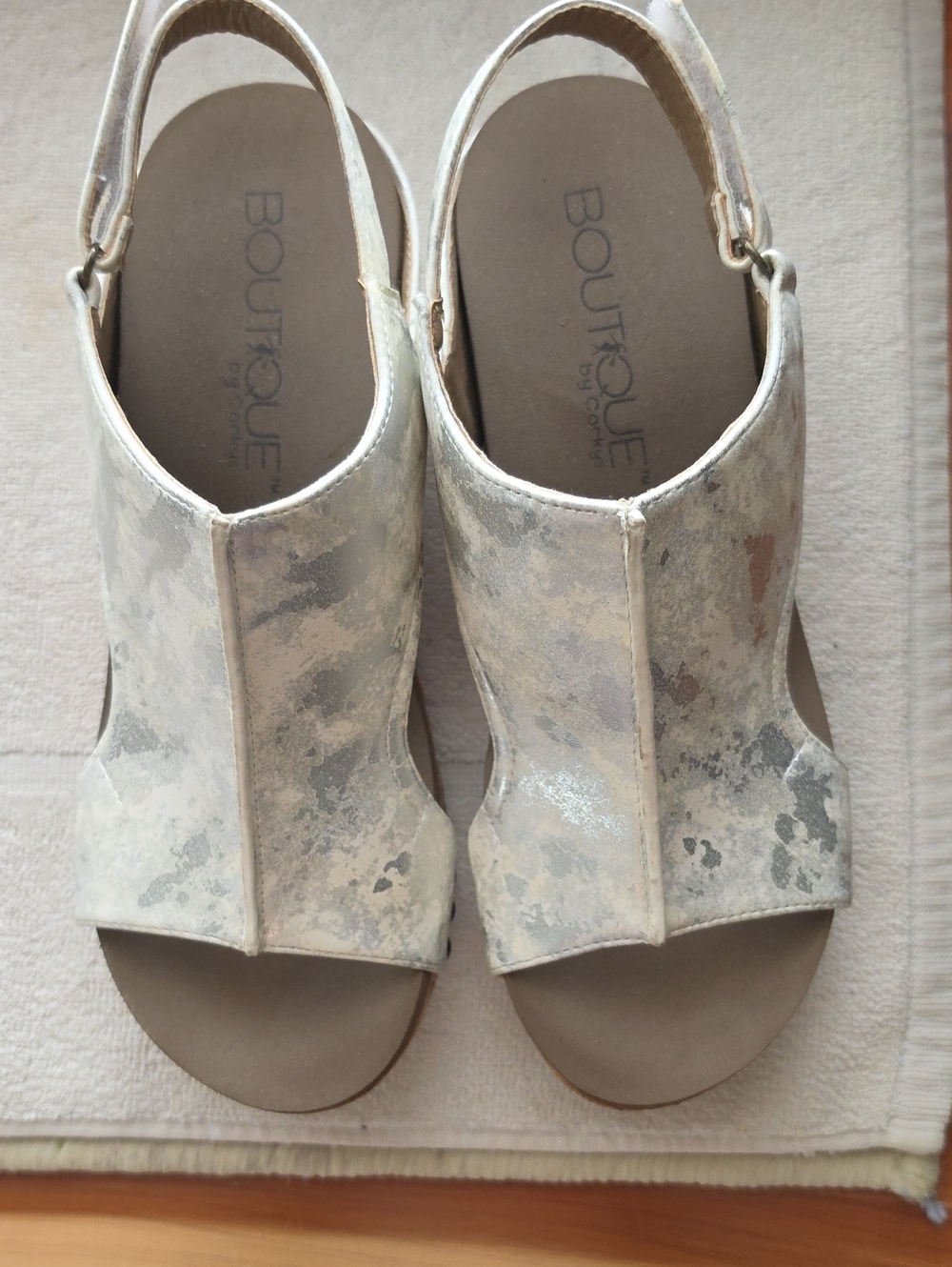 Boutique by Corkys Cream Metallic Open-Toe Slingback Clogs